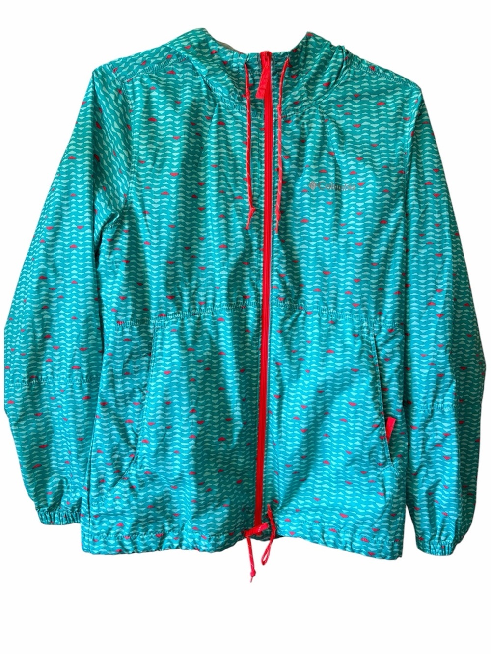 Columbia Packable Hooded Outdoor Windbreaker Rain Jacket Lightweight Full Zip
